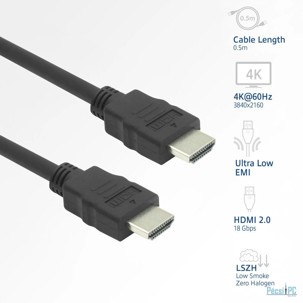 ACT HDMI 4K LSZH Premium High Speed cable v2.0 HDMI-A male to HDMI-A male 2m Black