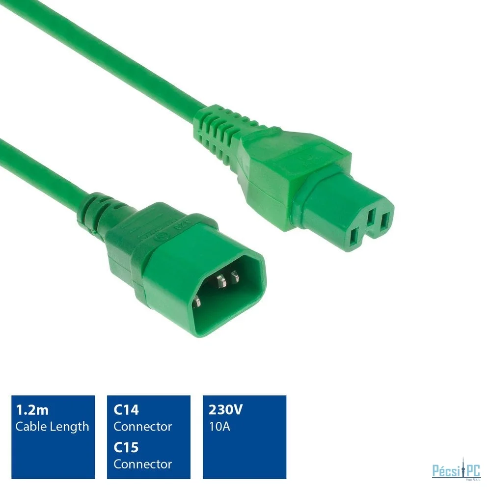 ACT Powercord C14 - C15 1,2m Green