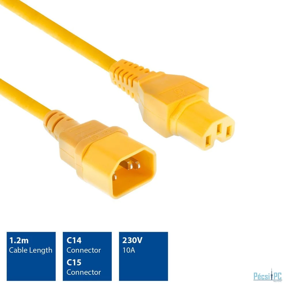 ACT Powercord C14 - C15 1,2m Yellow