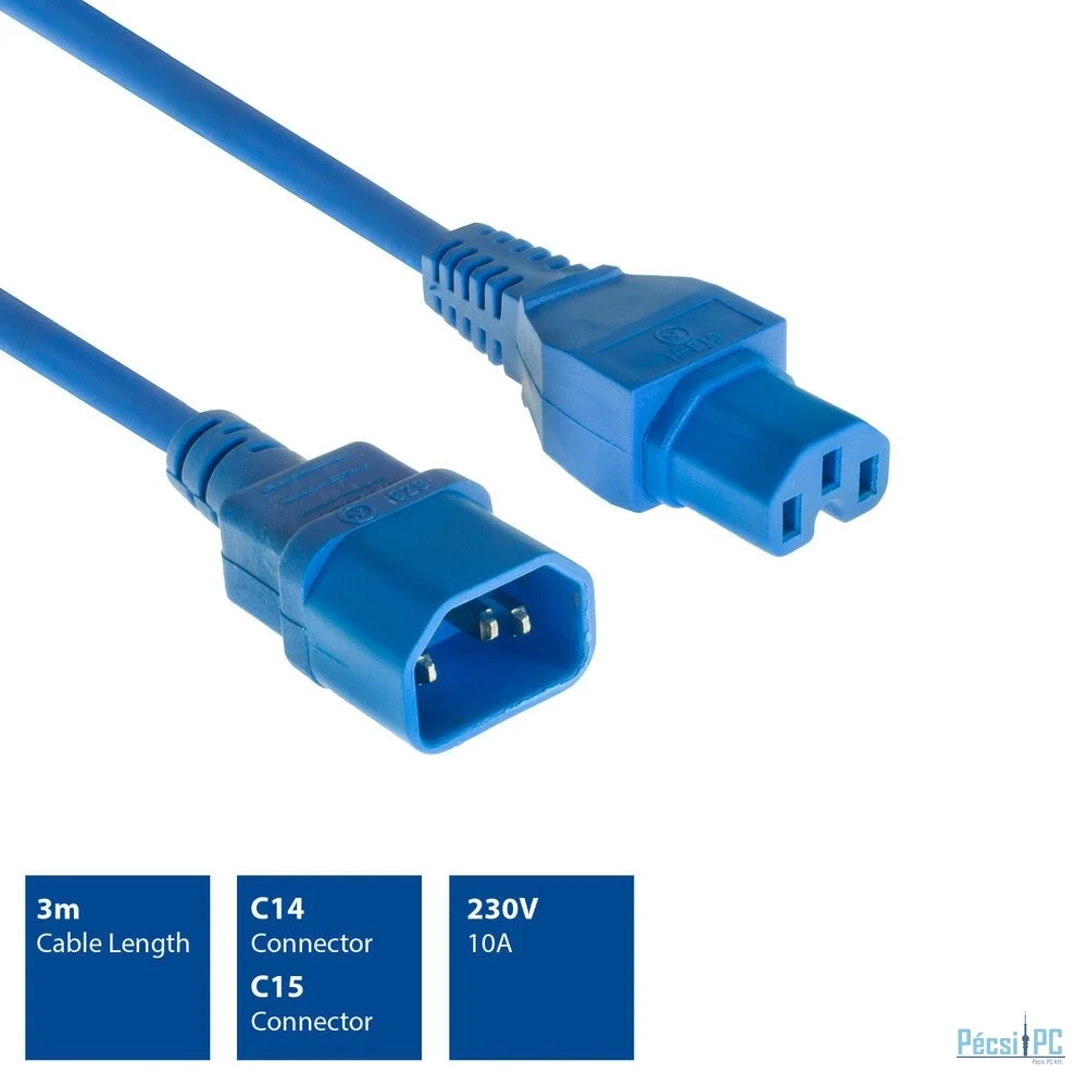 ACT Powercord C14 - C15 3m Blue
