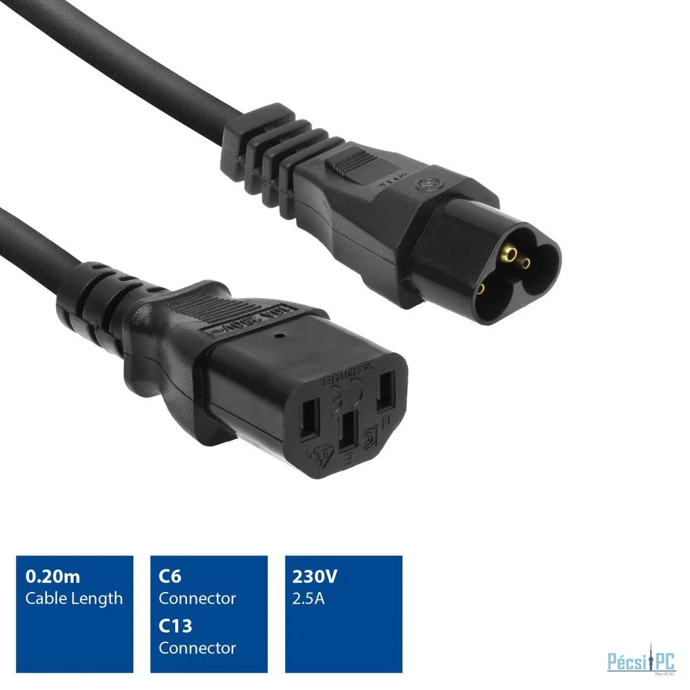 ACT Powercord C6 - C13 0,2m Black