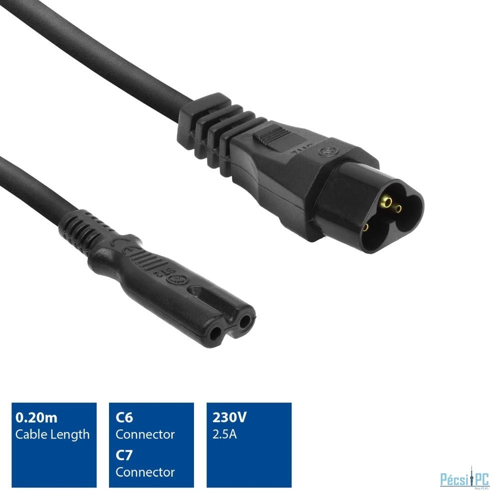 ACT Powercord C6 - C7 0,2m Black