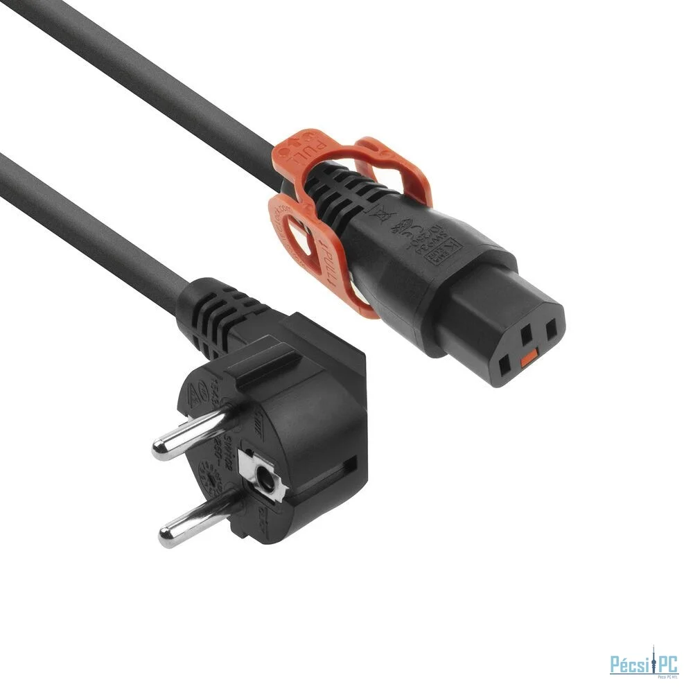 ACT Powercord CEE 7/7 male (angled) - C13 IEC Lock+ 2m Black 5-pack