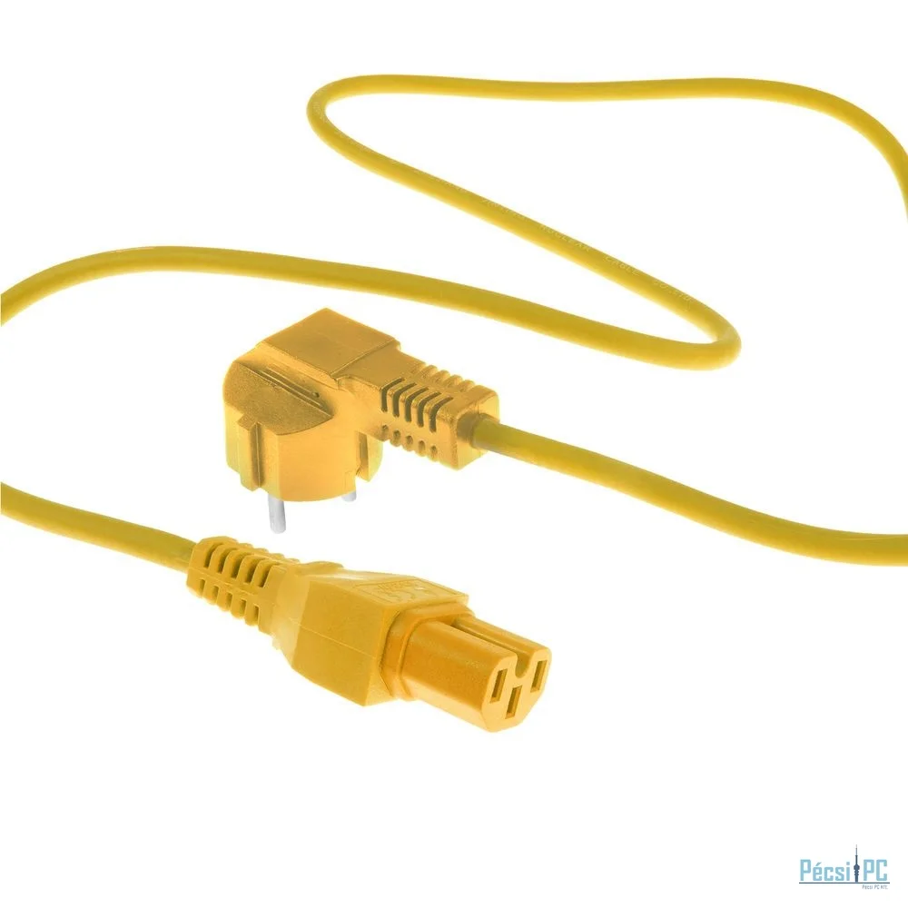ACT Powercord mains connector Schuko CEE 7/7 male (angled) - C15 IEC 60320 2m Yellow