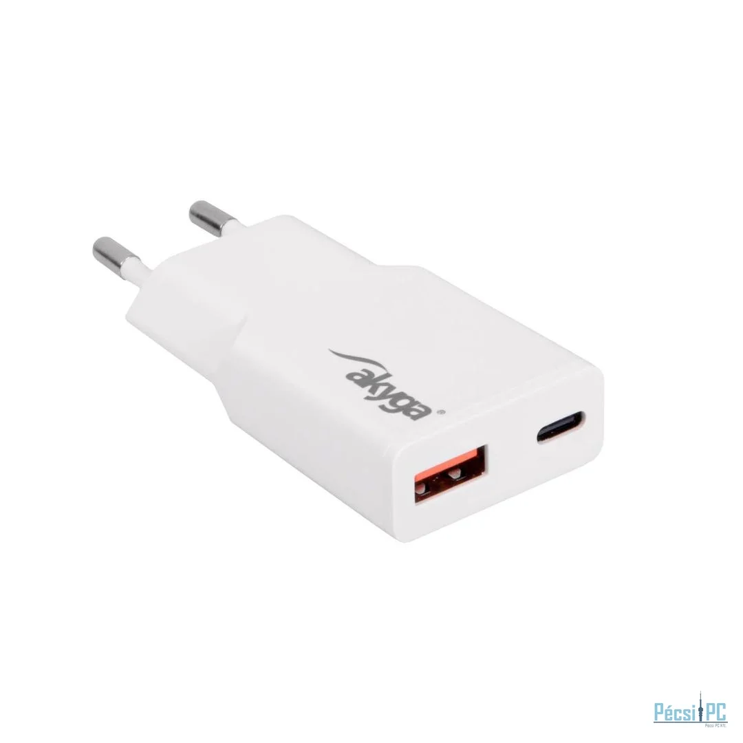 Akyga AK-CH-27 USB-A/USB-C PD 30W Quick Charge 3.0 GaN White