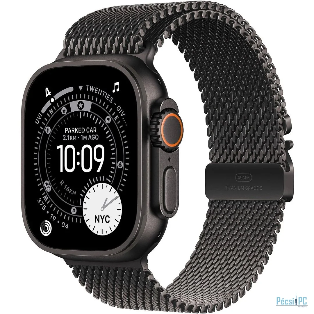 Apple Watch Ultra 3 Cellular 49mm Black Titanium Case with Black Titanium Milanese Loop Large