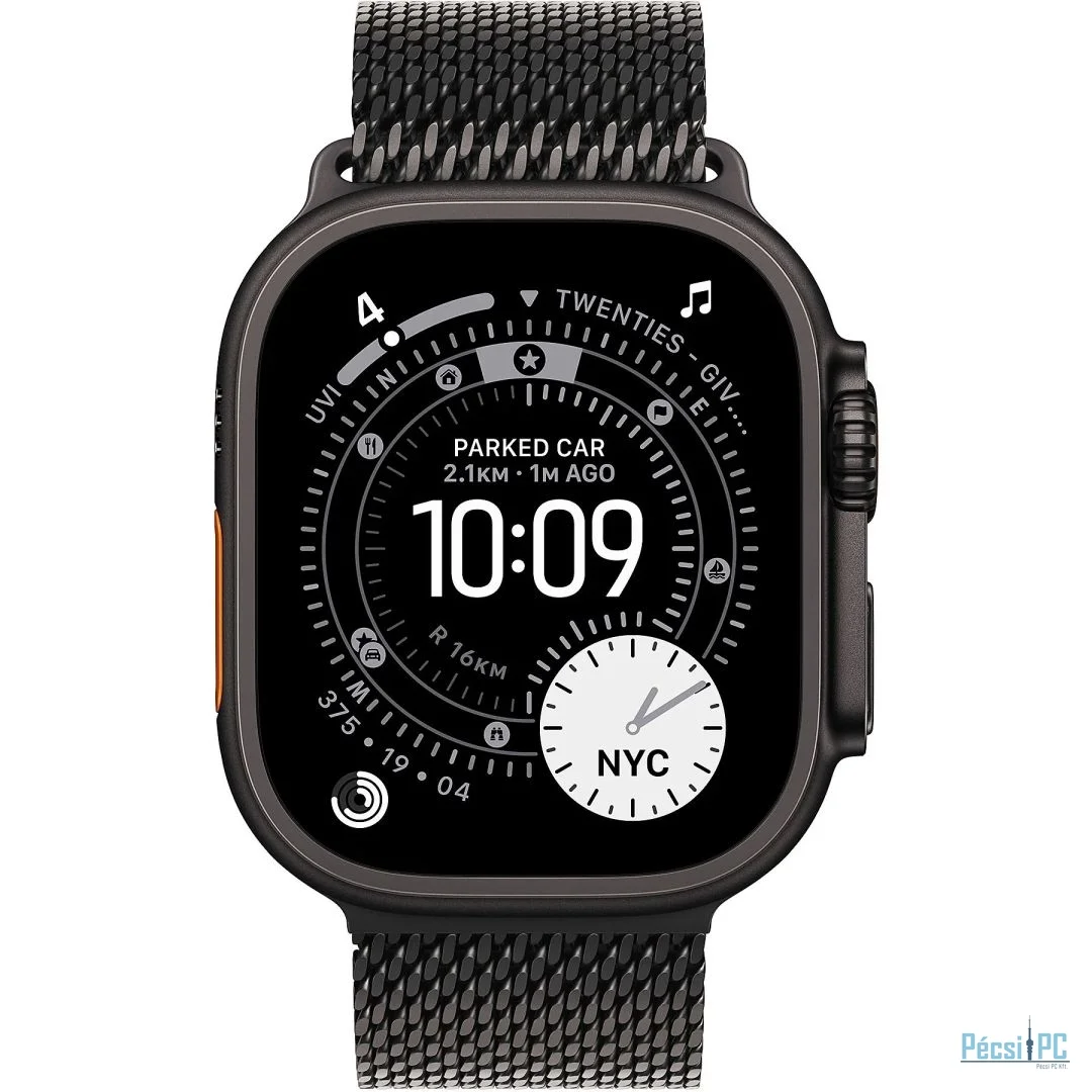Apple Watch Ultra 3 Cellular 49mm Black Titanium Case with Black Titanium Milanese Loop Large
