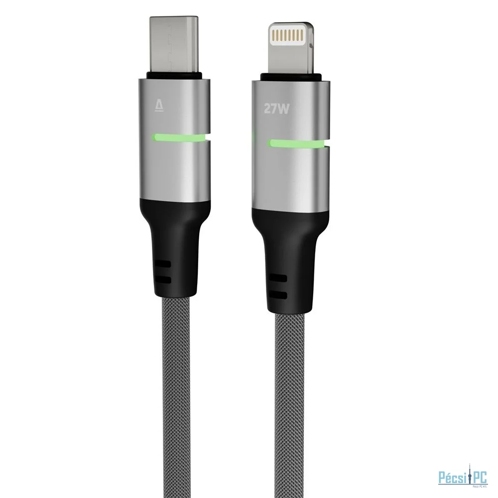 Avax CB636 STEELY LED USB-C - Lightning 2m Black