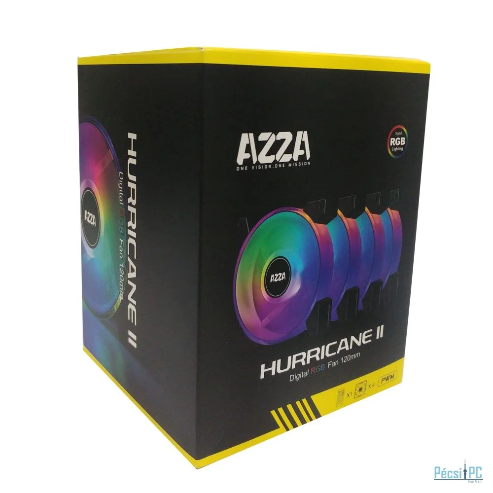 AZZA Hurricane II Digital RGB Fan 4x120mm + RF Remote control