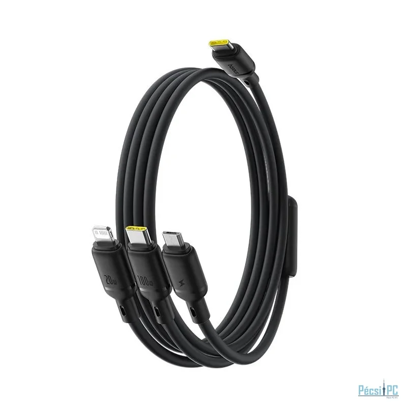 Baseus Silky One-for-Three Fast Charging Cable USB-A to Micro Lightning Type-c 100W 1,5m Cosmic Black