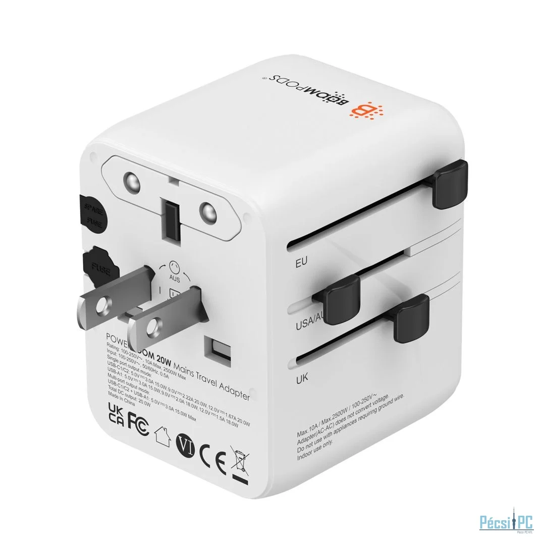 Boompods Travel POWERBOOM Worldwide Mains Charger