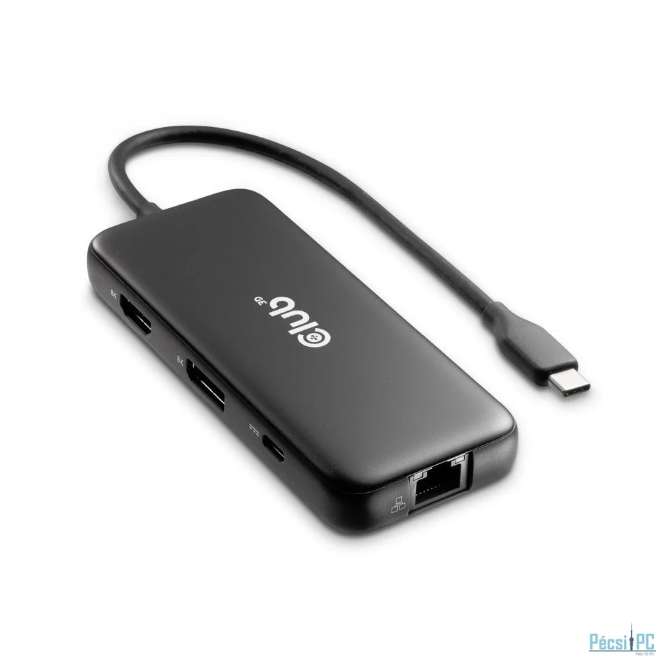 Club3D 8-1 Portable Dock USB Type-C 10Gbps to HDMI and DisplayPort 8K30Hz PD Max.100Watt