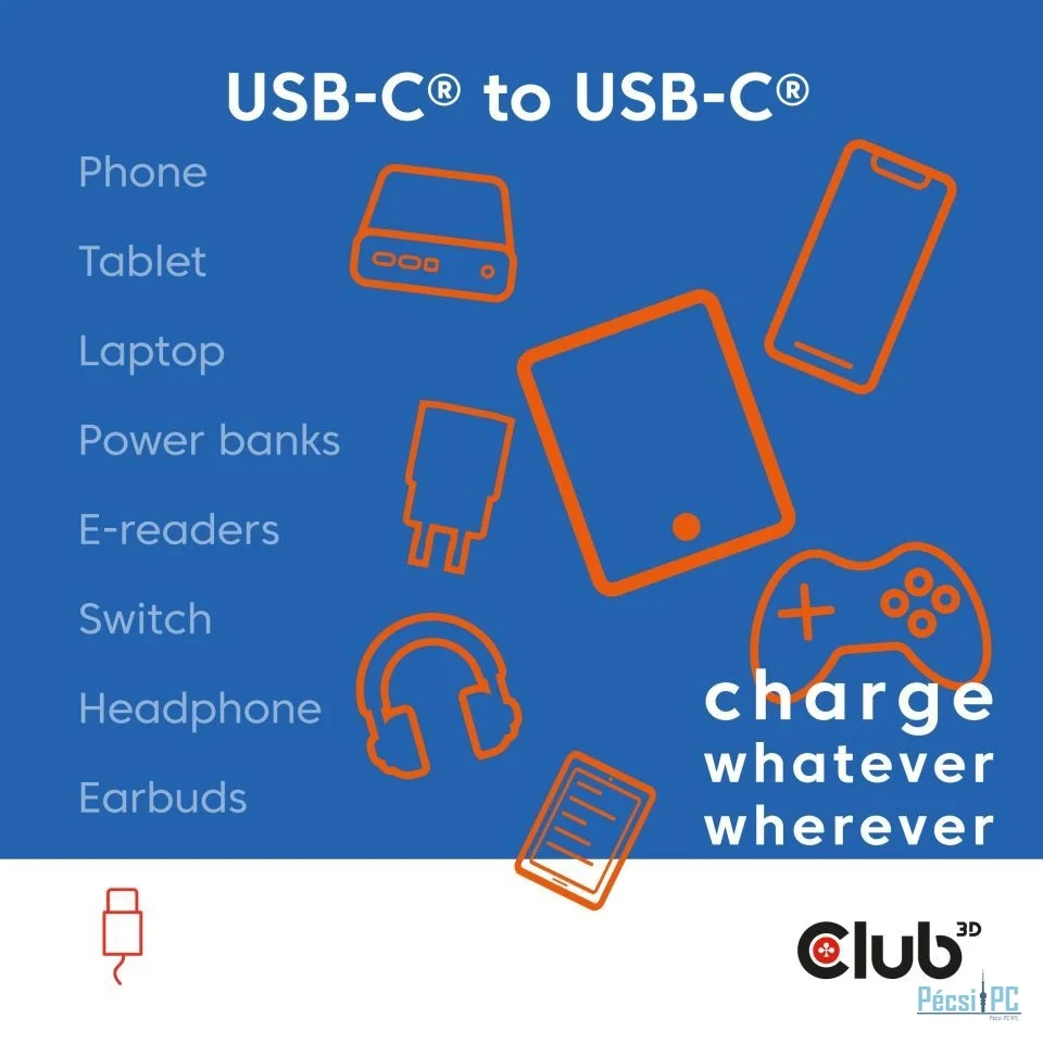 Club3D CAC-3032 USB-C Magnetic-Coil 240W Cable White