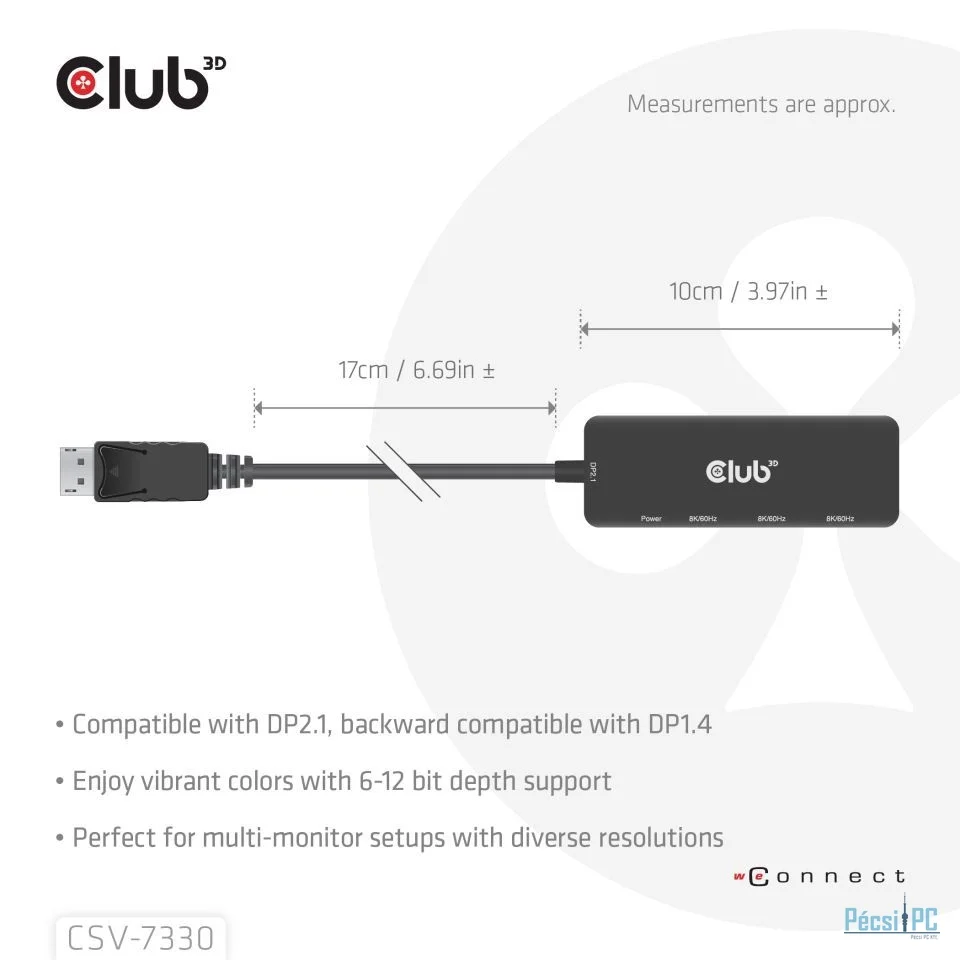 Club3D DisplayPort To Triple HDMI 8K60Hz Adapter