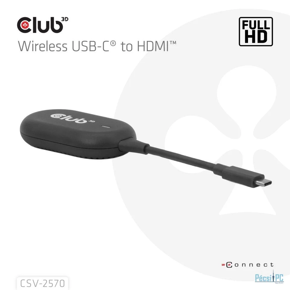 Club3D Wireless USB-C to HDMI Transmitter and Receiver FullHD 25m range Black