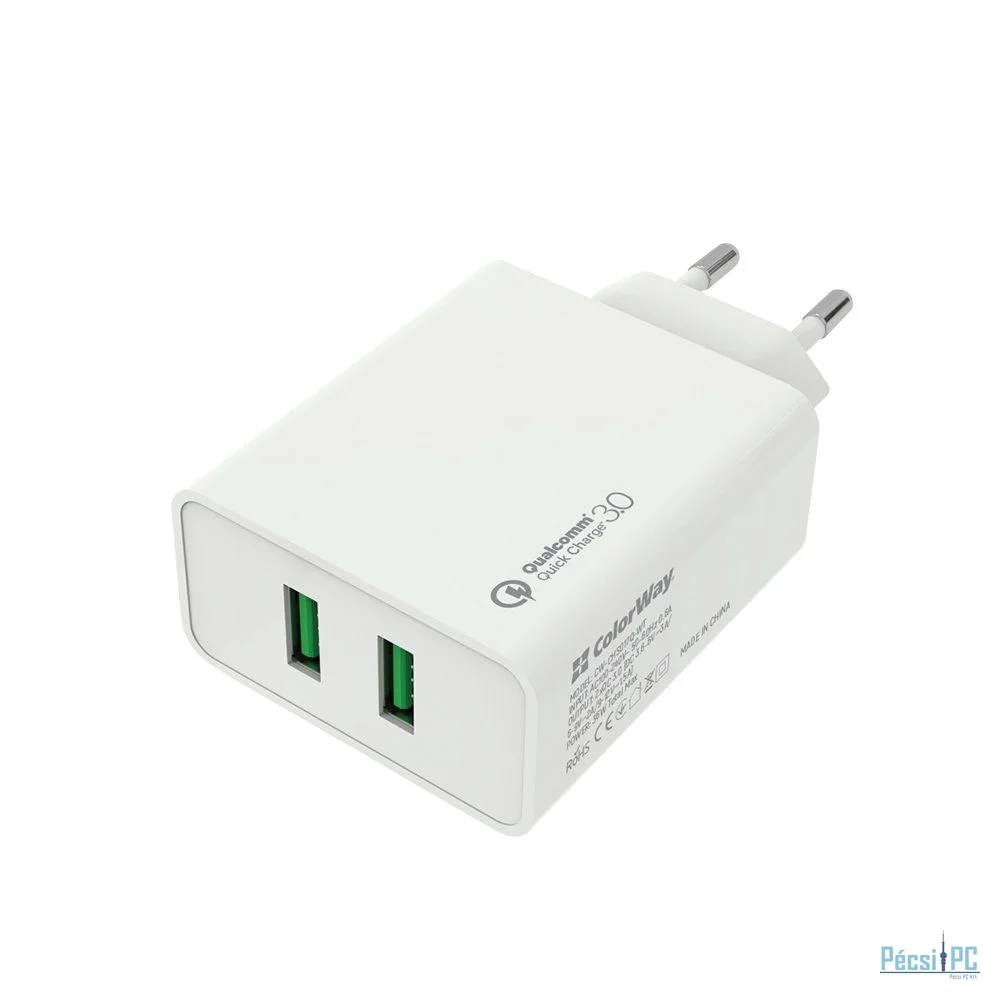 ColorWay USB töltő adapter 2USB Quick Charge 3.0 (36W) White