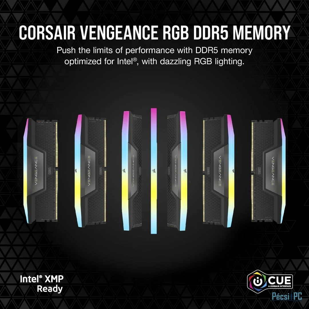 Corsair 32GB DDR5 6200MHz Kit(2x16GB) Vengeance RGB Black