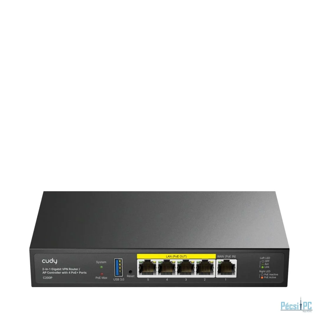 Cudy C200P 2-IN-1 Gigabit VPN Router / AP Controller with 4 PoE+ Ports