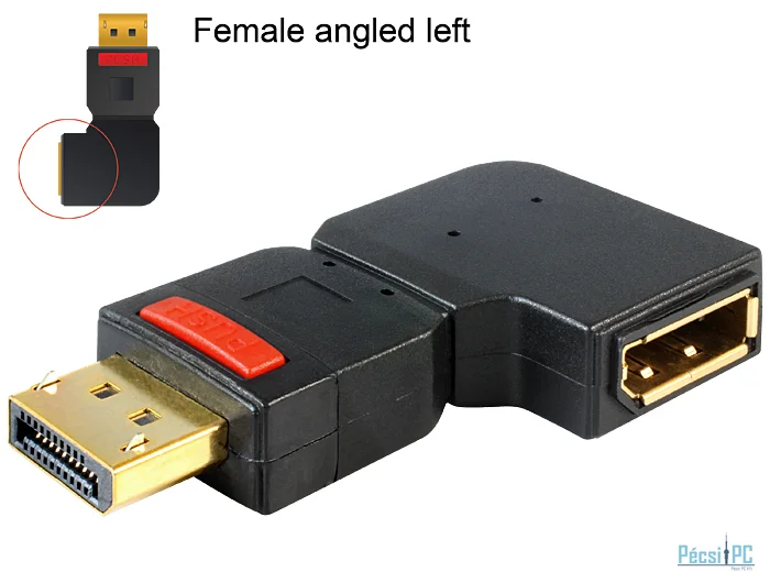 DeLock Adapter Displayport 1.1 male > Displayport female angled left