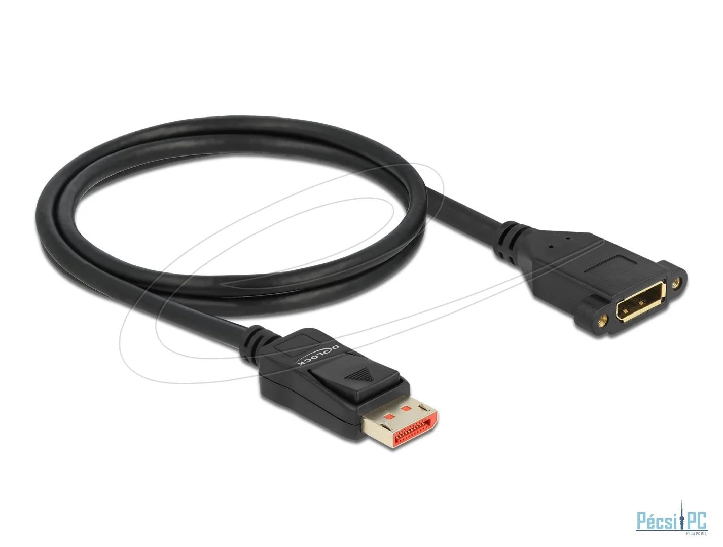 DeLock DisplayPort extension cable panel-mount 8K 60 Hz 1m Black