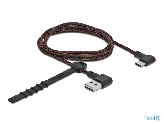 DeLock EASY-USB 2.0 Cable Type-A male to USB Type-C male angled left/right 1m Black