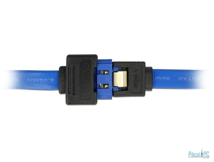 DeLock Extension cable SATA 6 Gb/s receptacle straight > SATA plug straight 20 cm blue latchtype