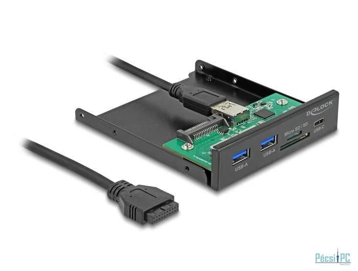 DeLock Front Panel 3.5″ USB 5 Gbps 1 x USB Type-C + 2 x USB Type-A + SD and Micro SD slot