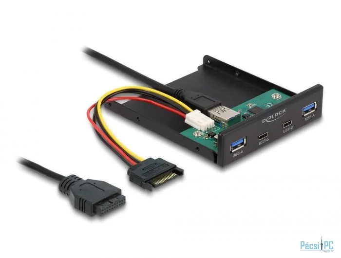 DeLock Front Panel 3.5″ USB 5 Gbps 2 x USB Type-C + 2 x USB Type-A Black