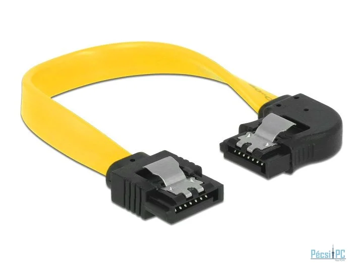 DeLock SATA 6 Gb/s male straight > SATA male left angled 10cm yellow metal cable