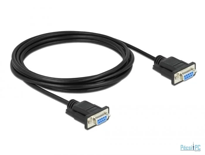 DeLock Serial Cable RS-232 D-Sub9 female to female null modem with narrow plug housing 3m Black