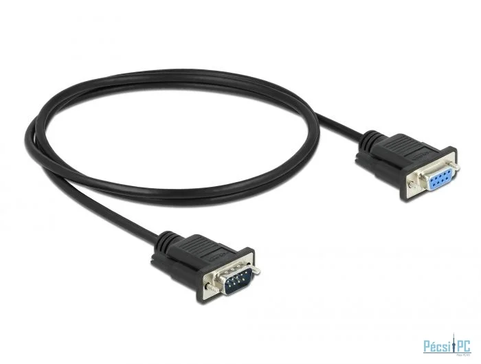 DeLock Serial Cable RS-232 D-Sub9 male to female with narrow plug housing 1m