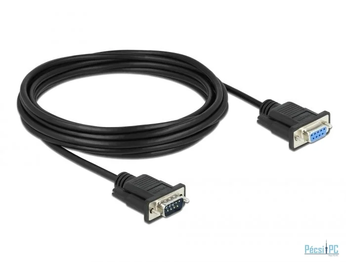 DeLock Serial Cable RS-232 D-Sub9 male to female with narrow plug housing 5m Black