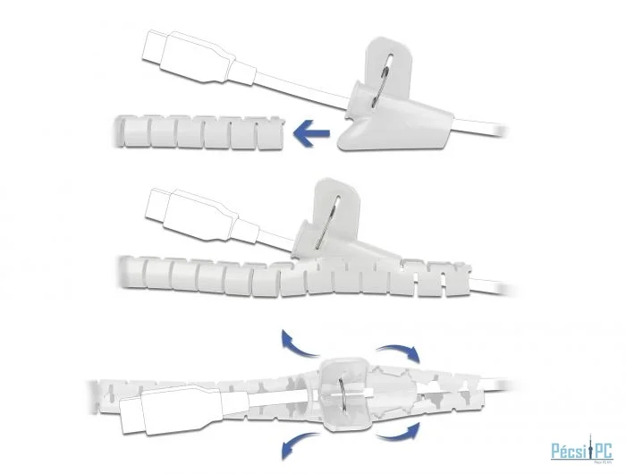 DeLock Spiral Hose with Pull-in Tool 2.5mx15mm White