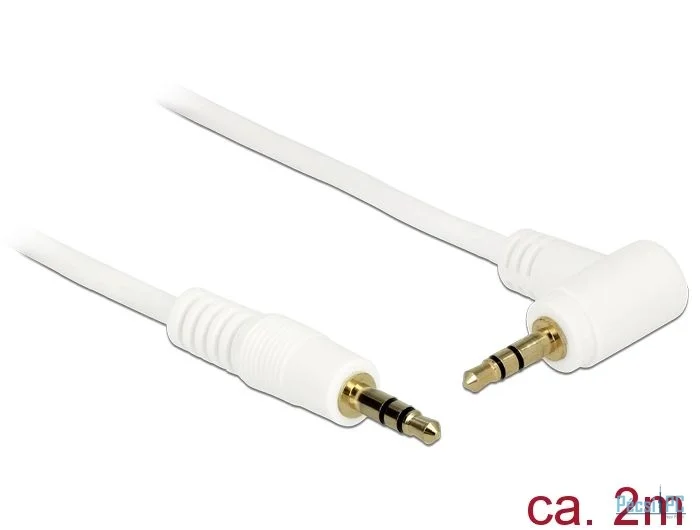 DeLock Stereo Jack Cable 3.5 mm 3 pin male > male angled 2m white