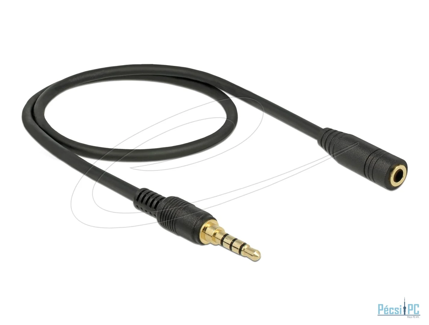 DeLock Stereo Jack Extension 3.5 mm 4 pin male to female cable 0,5m Black