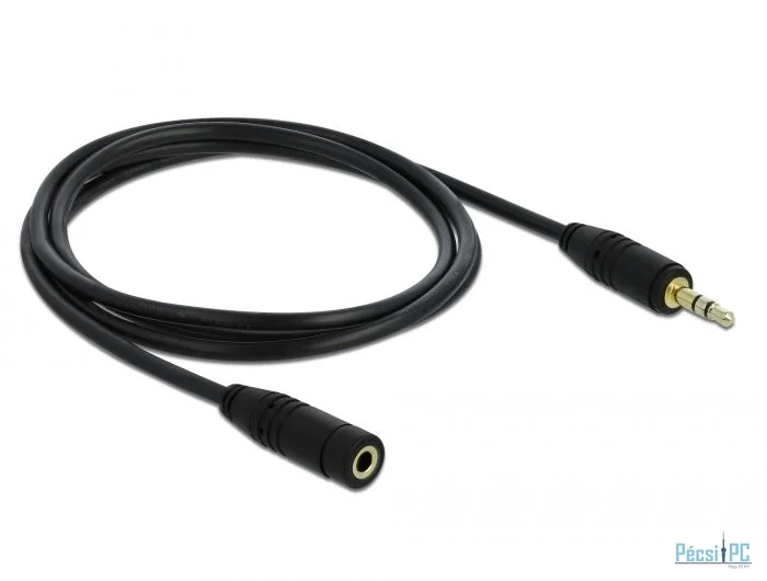 DeLock Stereo Jack Extension Cable 3.5 mm 3 pin male > female 1m Black