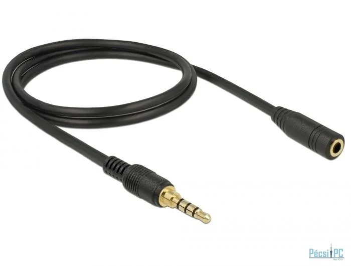 DeLock Stereo Jack Extension Cable 3.5mm 4 pin male to female 2m Black