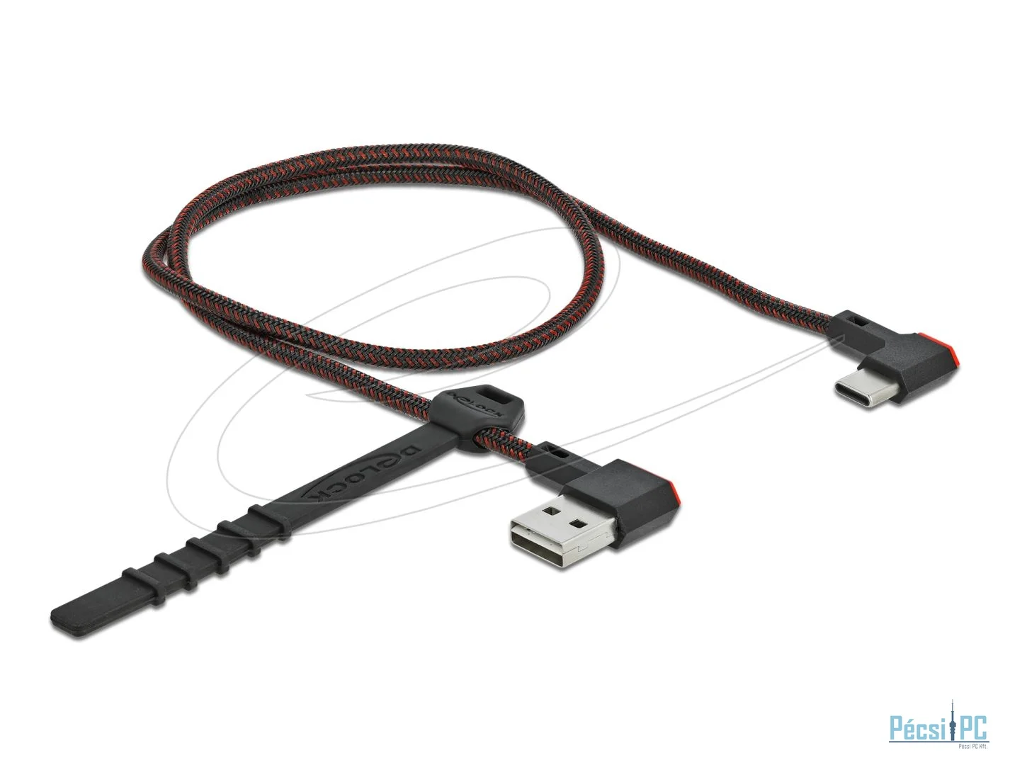 DeLock USB 2.0 Cable Type-A male to USB Type-C™ male angled left/right 0,5m Black