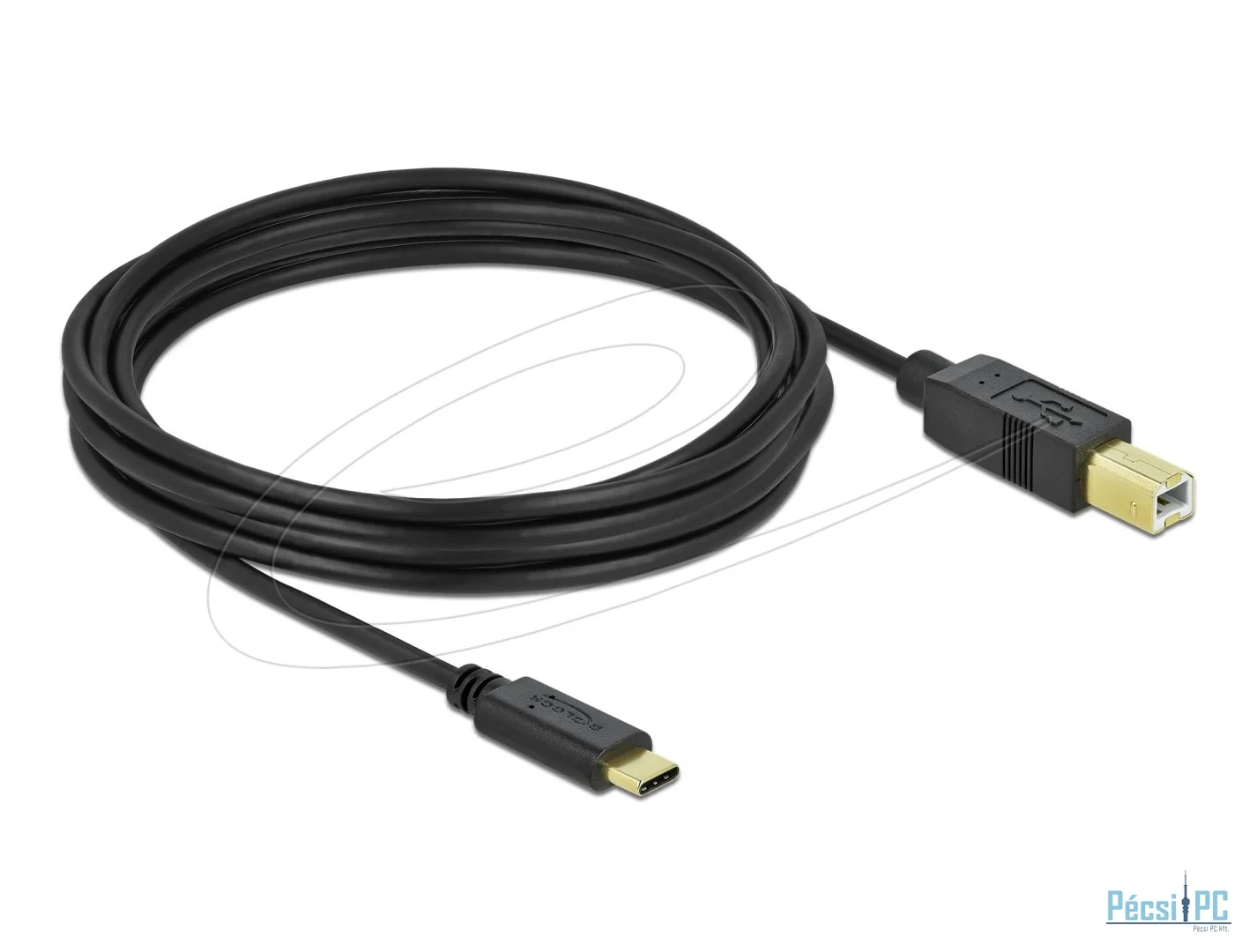 DeLock USB 2.0 cable Type-C to Type-B 4m Black