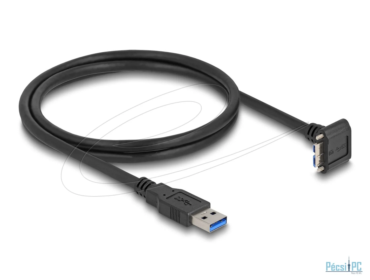 DeLock USB Type-A male straight to USB Micro-B male 90° angled cable 1m Black