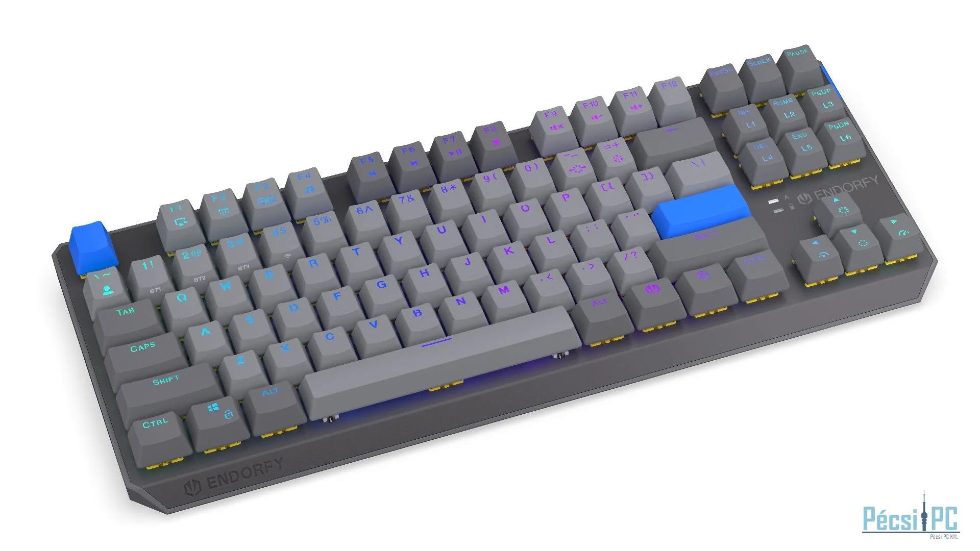 Endorfy Thock V2 TKL Wireless Bluetooth Yellow Switch Mechanical Keyboard Grey US