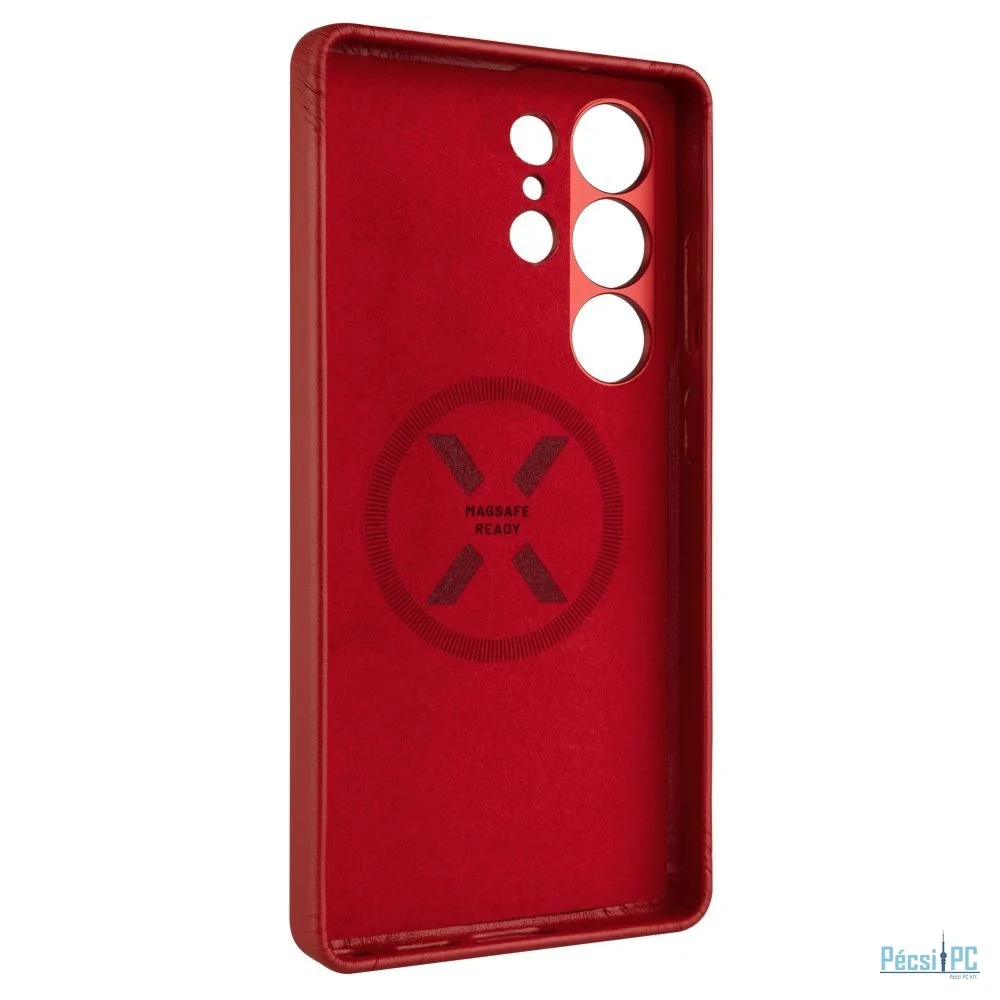 FIXED MagLeather valódi bőr telefontok Samsung Galaxy S25 Ultra készülékhez, piros