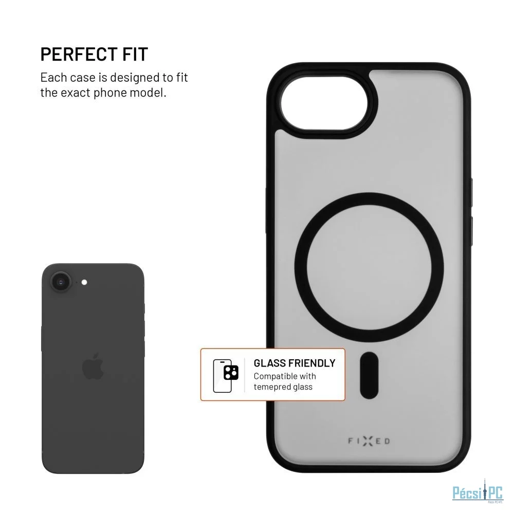 FIXED MagMisty telefontok Apple iPhone 16e készülékhez, fekete