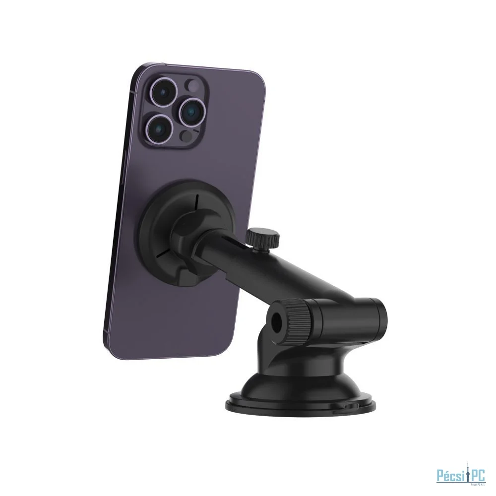 FIXED MagRound 2 XL Qi2 autós tartó wireless töltővel, fekete