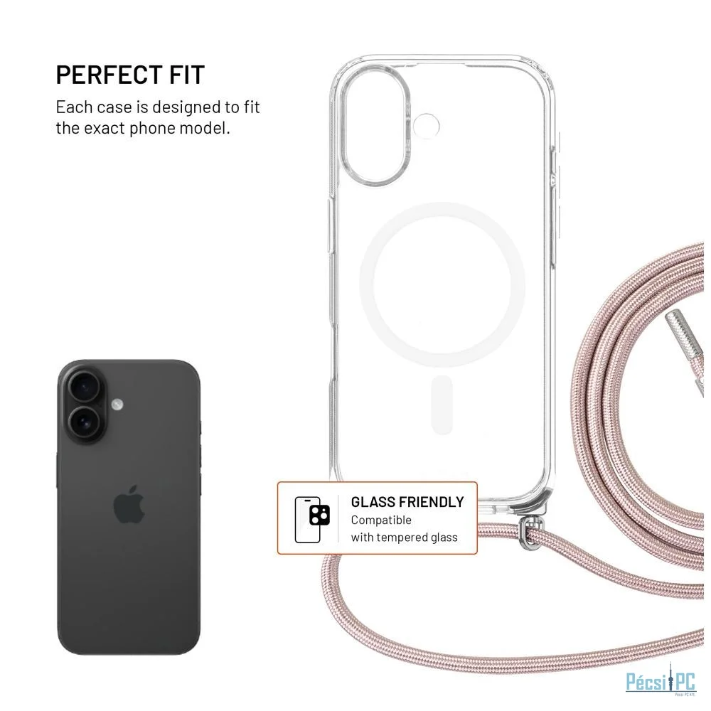 FIXED Nyakbaakasztható MagPure tok Apple iPhone 17 telefonhoz, rózsaszín