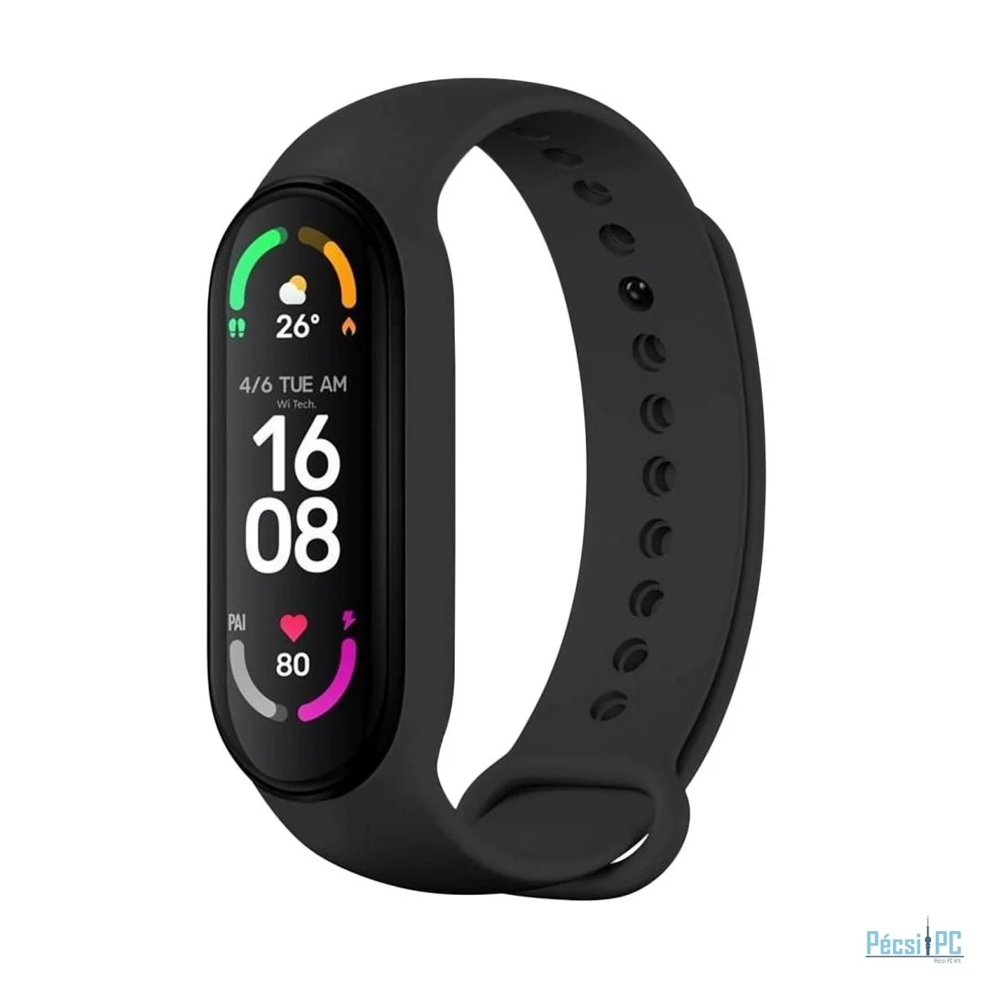 FIXED Szilikon szíj Xiaomi Band 7/ Mi Band 6/ Mi Band 5 okosórákhoz, fekete