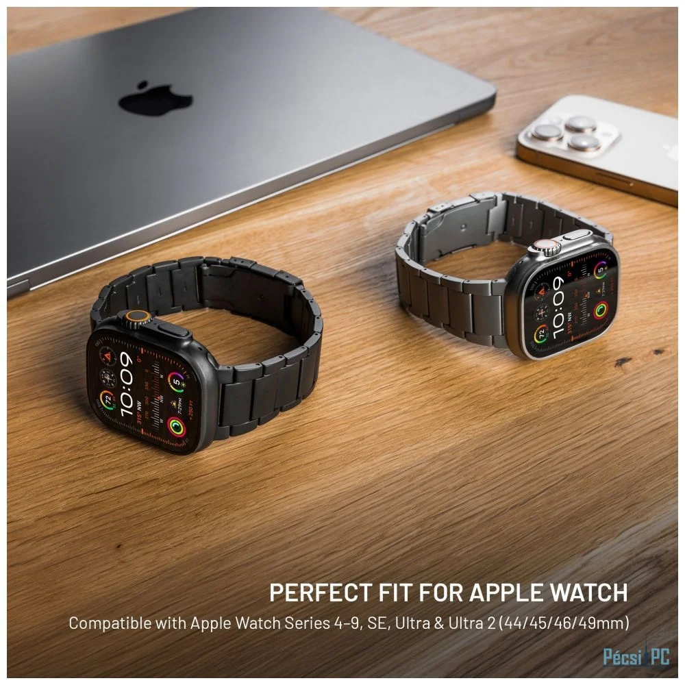 FIXED Titán óraszíj Apple Watch 44/45/46/49mm okosórához, fekete