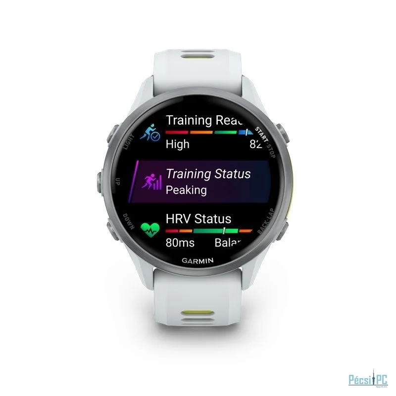 Garmin Forerunner 970 Titanium with Whitestone Case and Whitestone/Translucent Amp Yellow Band