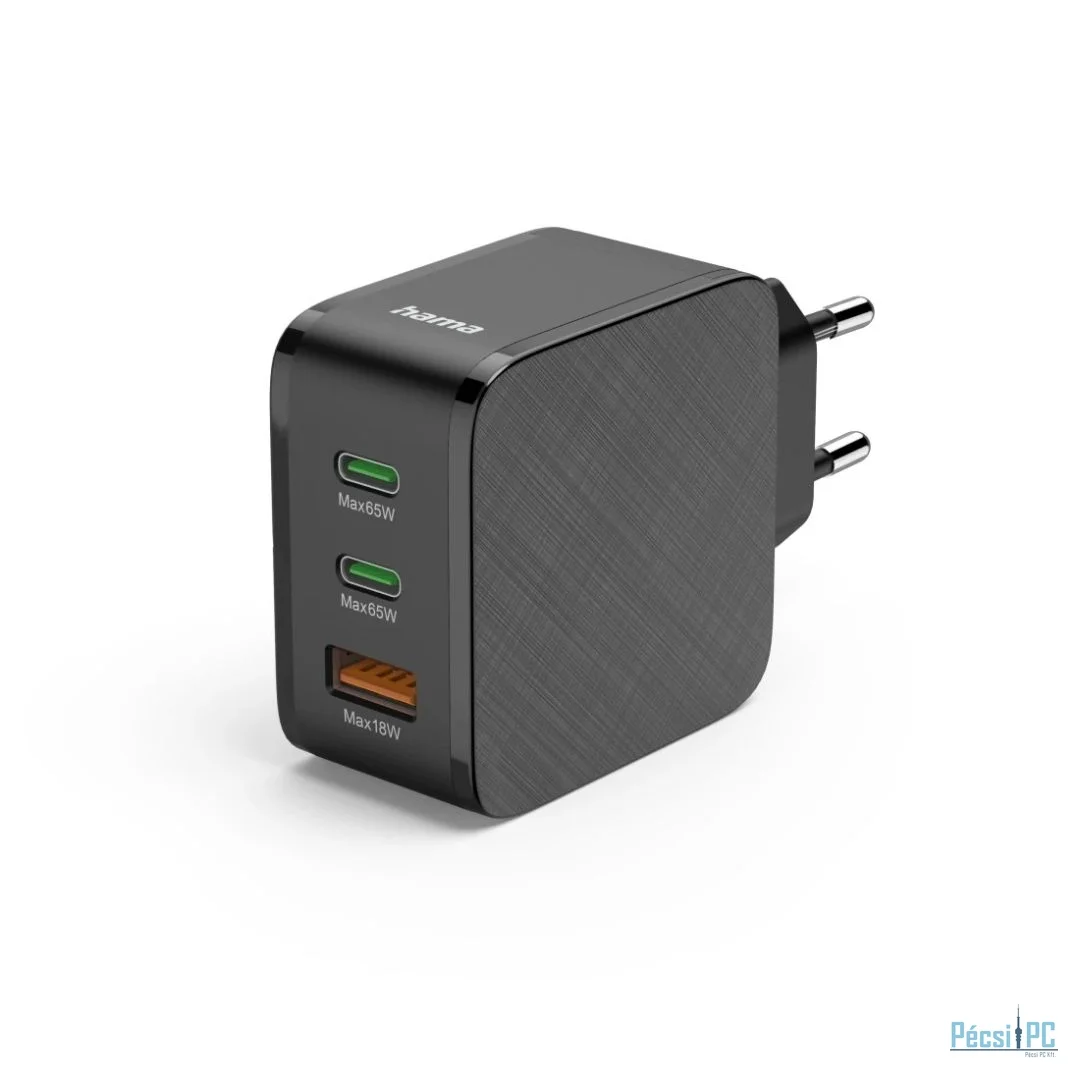 Hama Fast Charger 2x USB-C PD 1x USB-A QC 65W Black