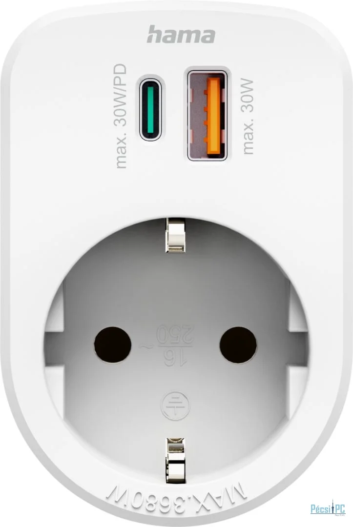 Hama Hálózati Elosztó Kapcsolóval 1DIN Fali White